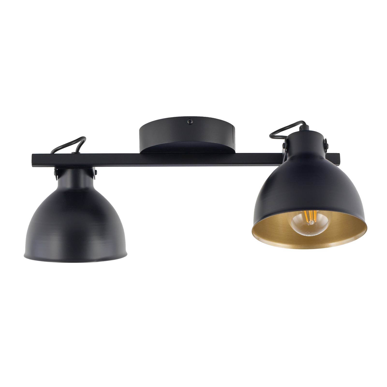 Plafondlamp Trial, 2-lamps, zwart/goud
