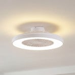Ventilateur de plafond LED Lindby Teleo, Ø 58 cm, blanc, courant continu, Tuya