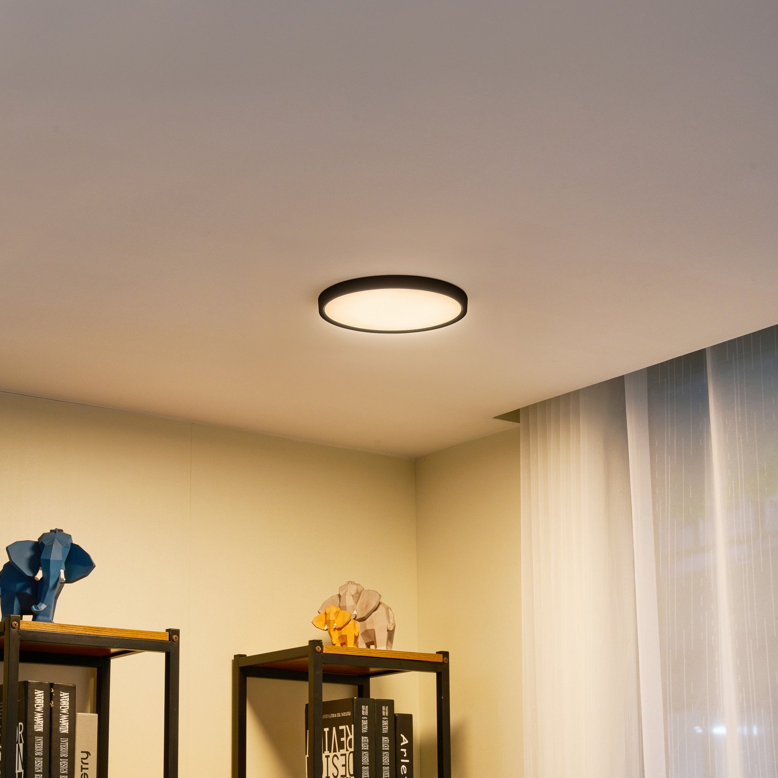 Lindby Plafonieră cu LED Pravin Ø 23 cm CCT negru - Camera de zi / sufragerie - modern - negru mat alb - Plastic