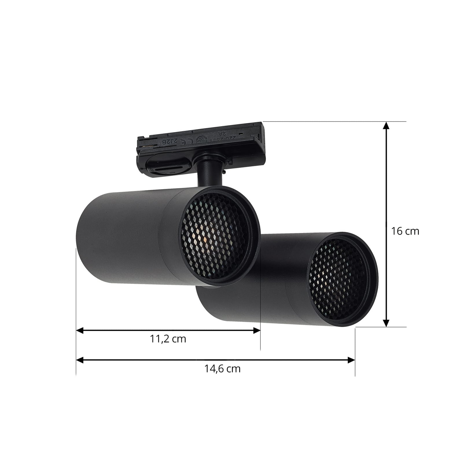 Lindby track spot Linaro, GU10, 2 světla, černý, kryt