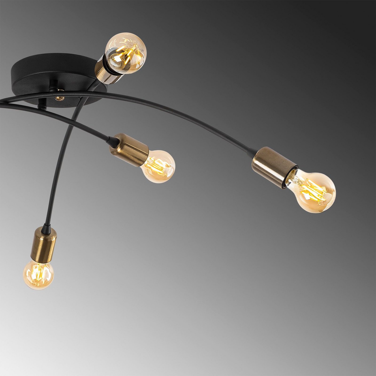 Plafonnier Banana, noir, métal, 67 cm, à 6 lampes, E27