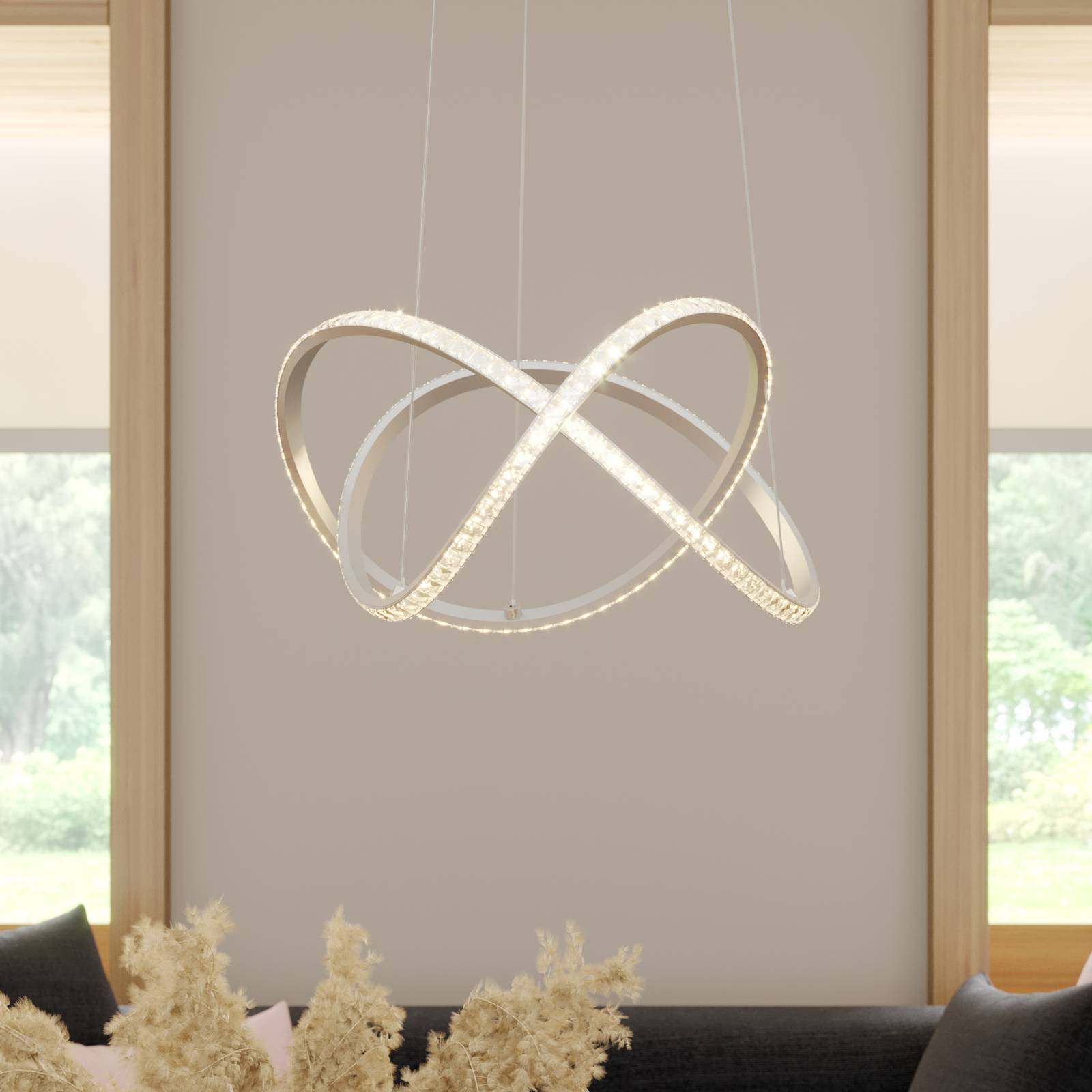 Lindby Criostal LED-Hängeleuchte mit Fernbedienung