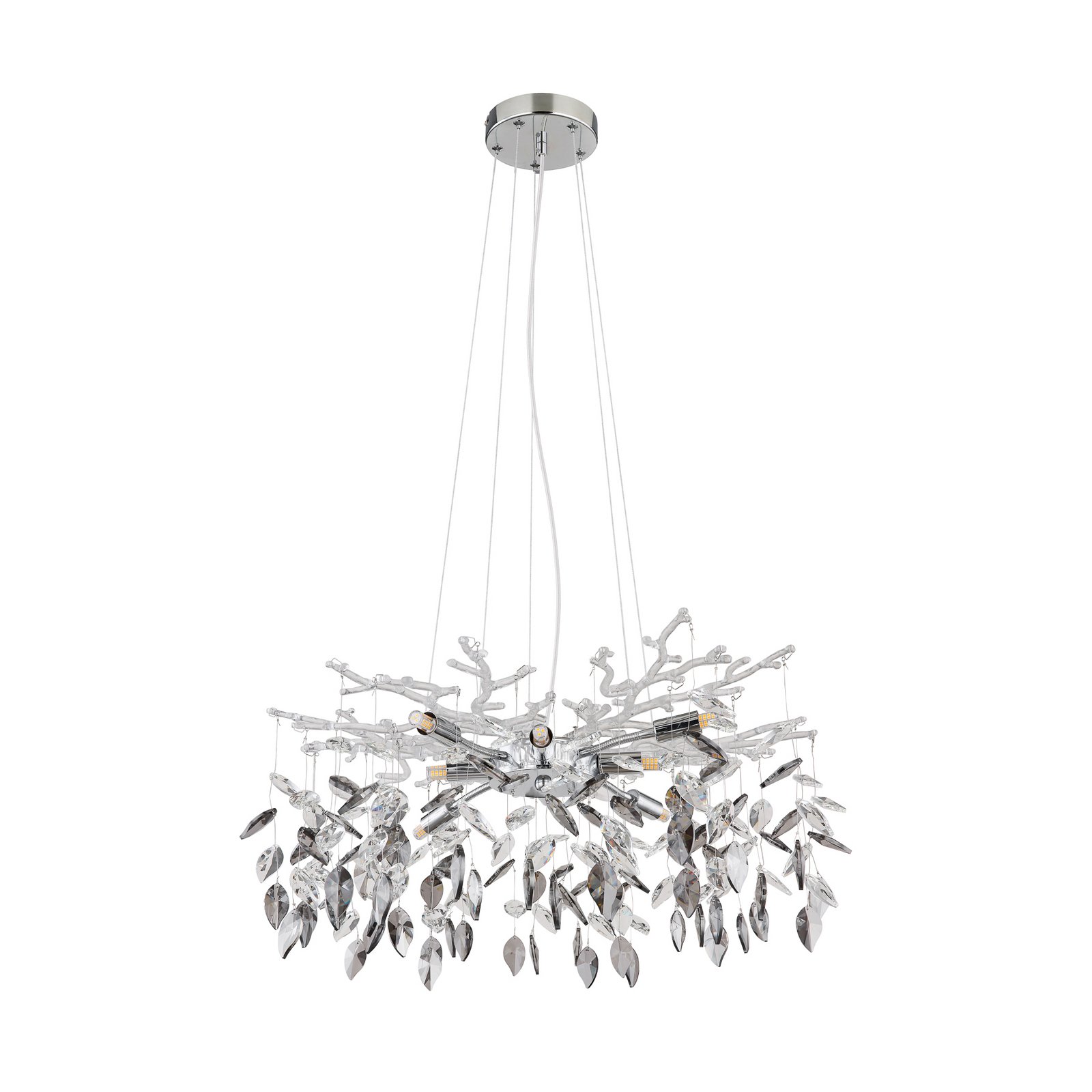 Luster Danna, chrómová farba/dymovo sivá/číra, Ø 61 cm