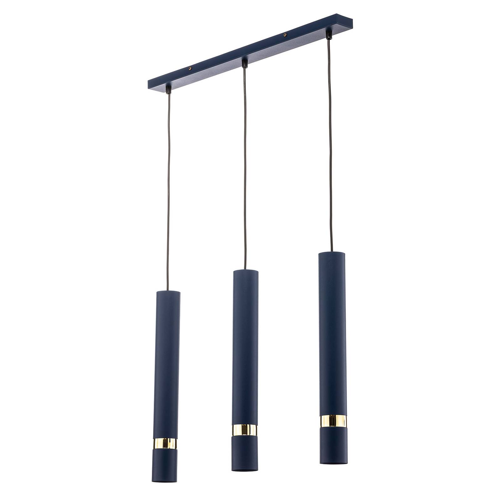 Suspension Joker à trois lampes bleu-doré