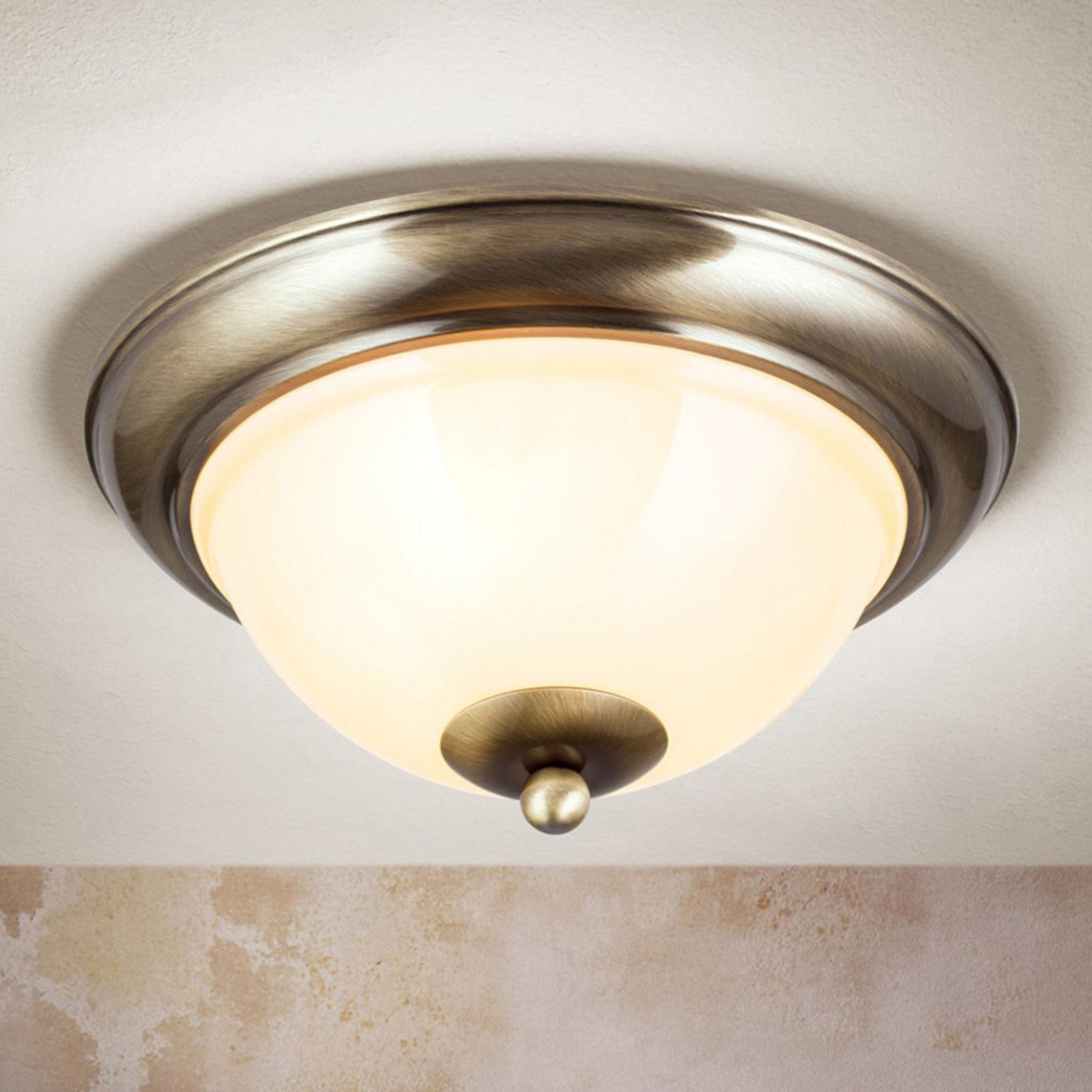 ORION Plafonieră Lampă veche austriacă Ø 27 cm - Camera de zi / sufragerie - Antichitate - alamă antică cremă lucioasă - Metal
