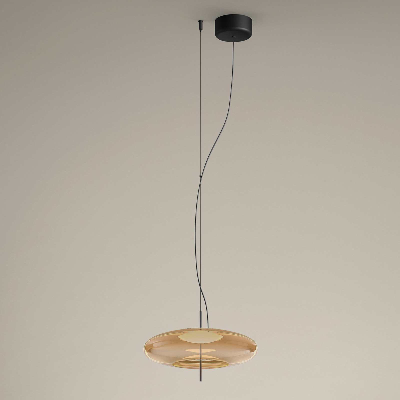 LEDS-C4 Plat lampă suspendată LED chihlimbar - Camera de zi / sufragerie - negru metalic chihlimbar - Sticlă