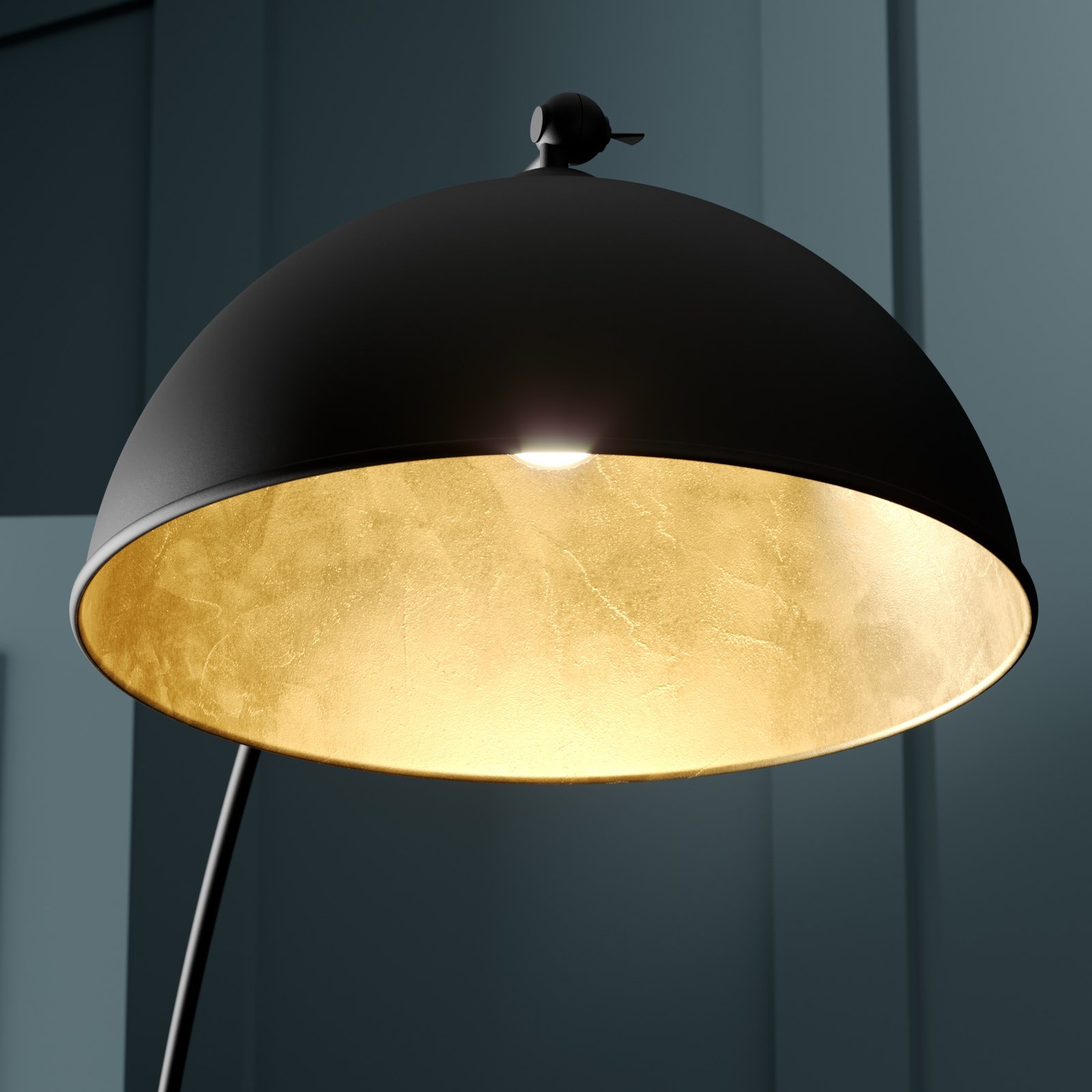 Łukowa lampa podłogowa Jonera, czarny, złoty kolor, metal