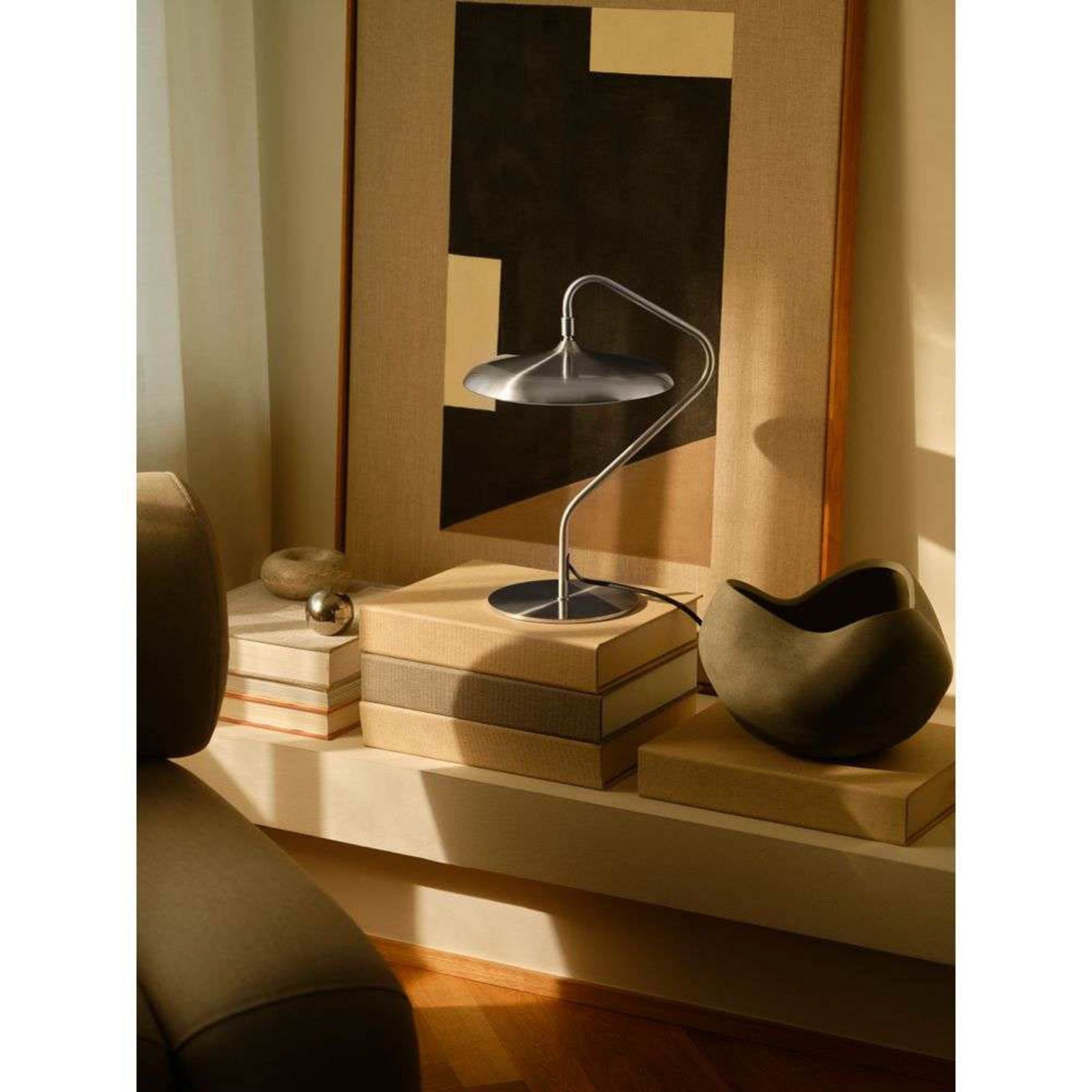 Candeeiro de mesa LED Artist, cor aço, altura 41 cm, aço inoxidável
