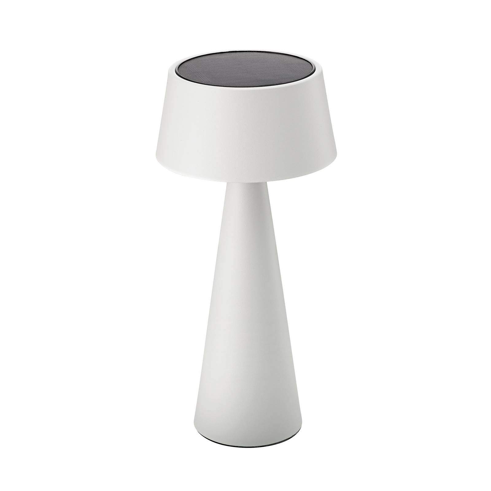 LED-Akku-Tischleuchte Solino, weiß, Solar/USB, 26 cm, IP44