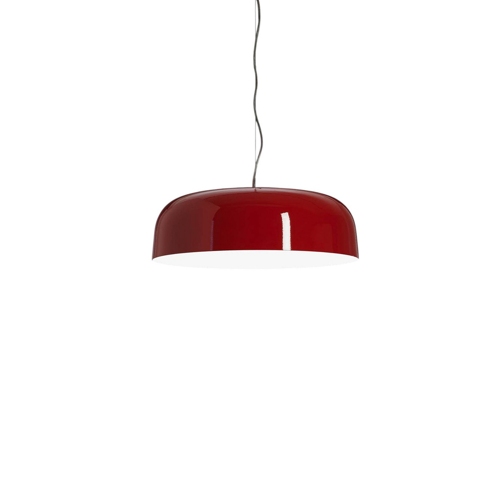 Oluce LED hanglamp Canopy, Ø 90 cm, rood, aluminium