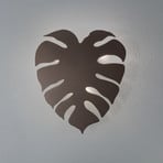 Monstera wall light, leaf shape, 3 x G9, steel, brown
