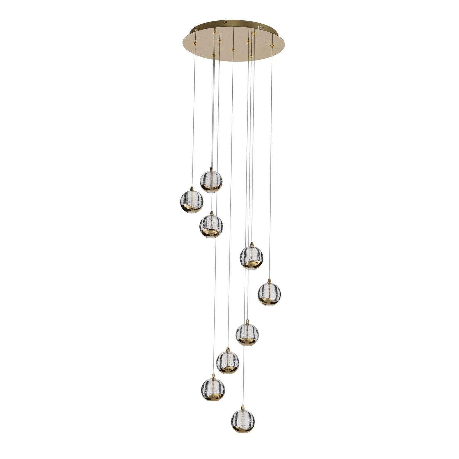 Lampa wisząca LED Lucande Hayley, Ø 40 cm, 9-punktowa, złota, szkło