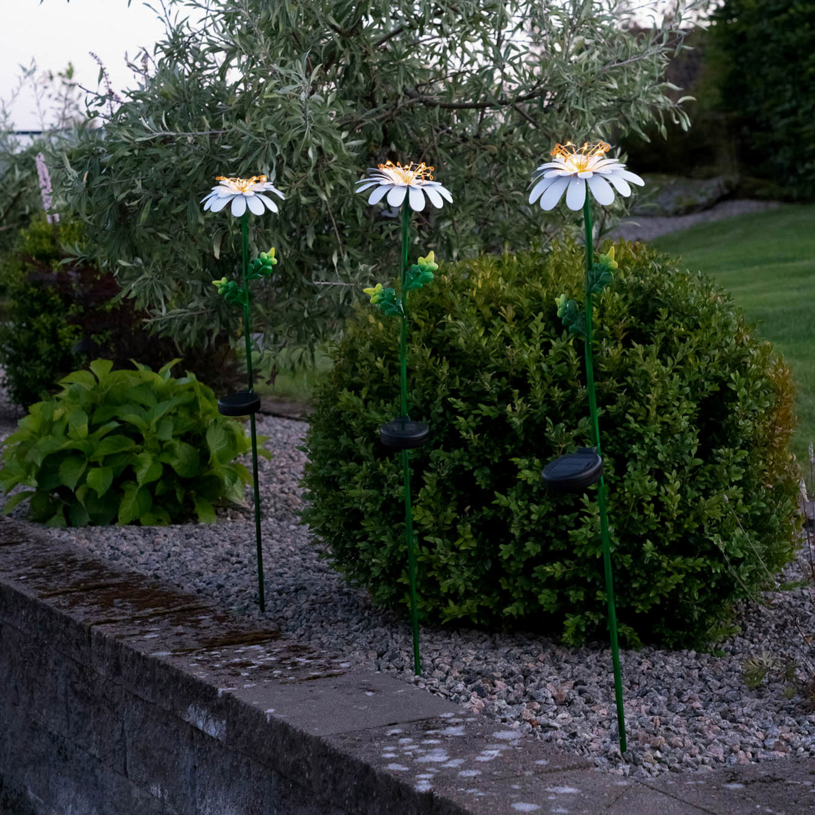 LED-solcellelampe Daisy i daisyform