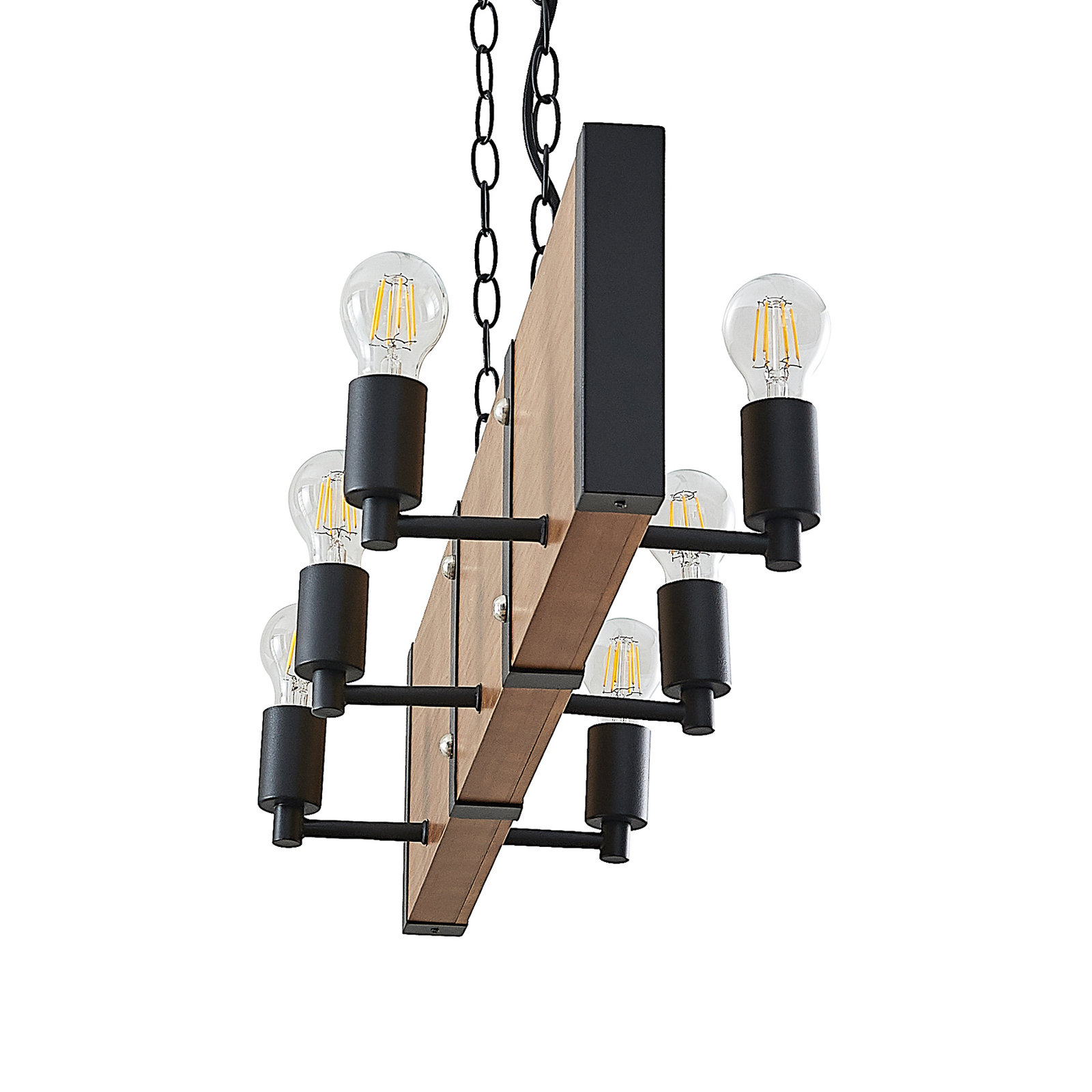 Lindby Kamilja hanglamp voor de eetkamer, hout