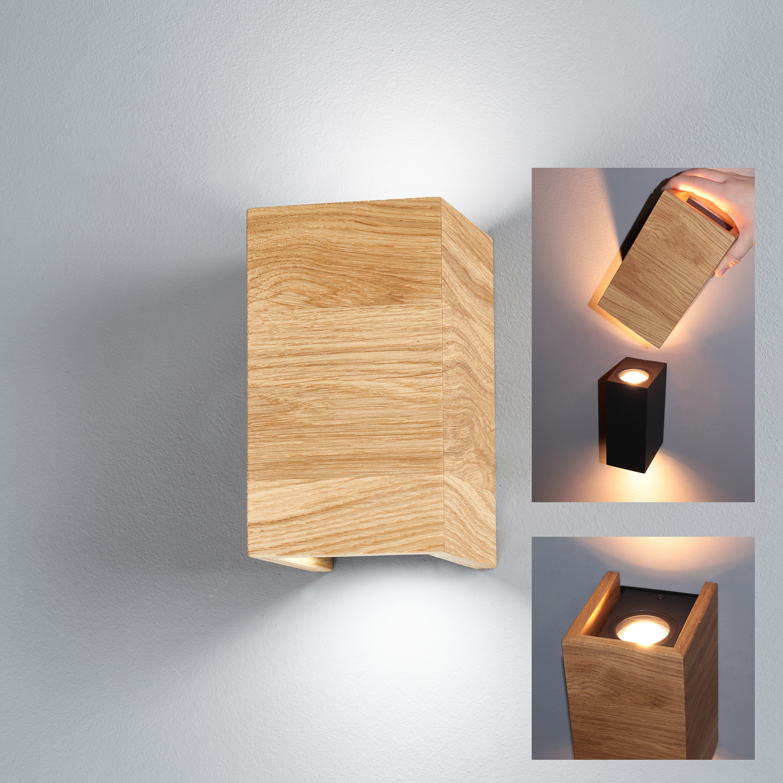 Candeeiro de parede LED Shine-Wood carvalho 2xGU10 10x18cm