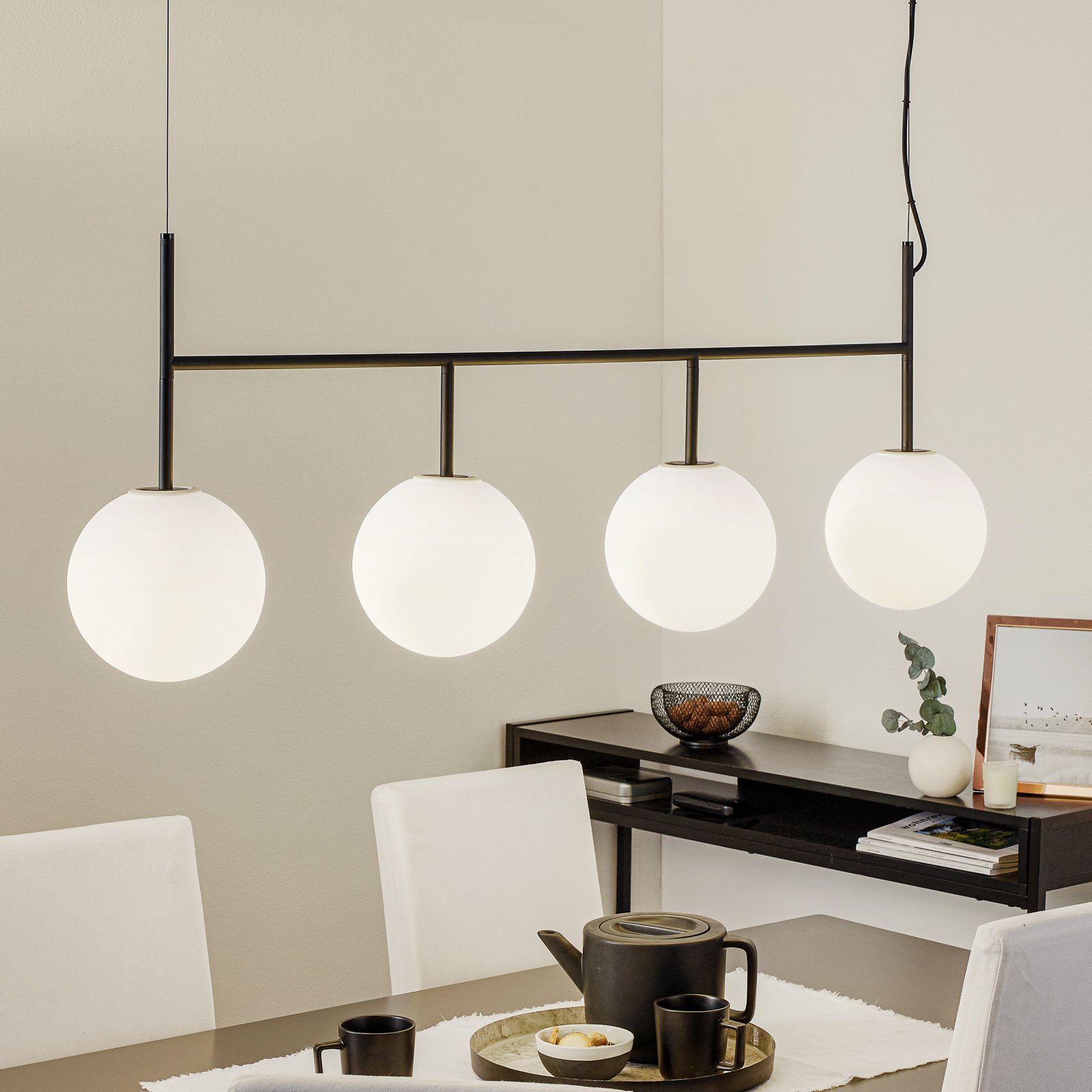 Audo TR Bulb LED hanglamp 4-lamp zwart/opaal mat