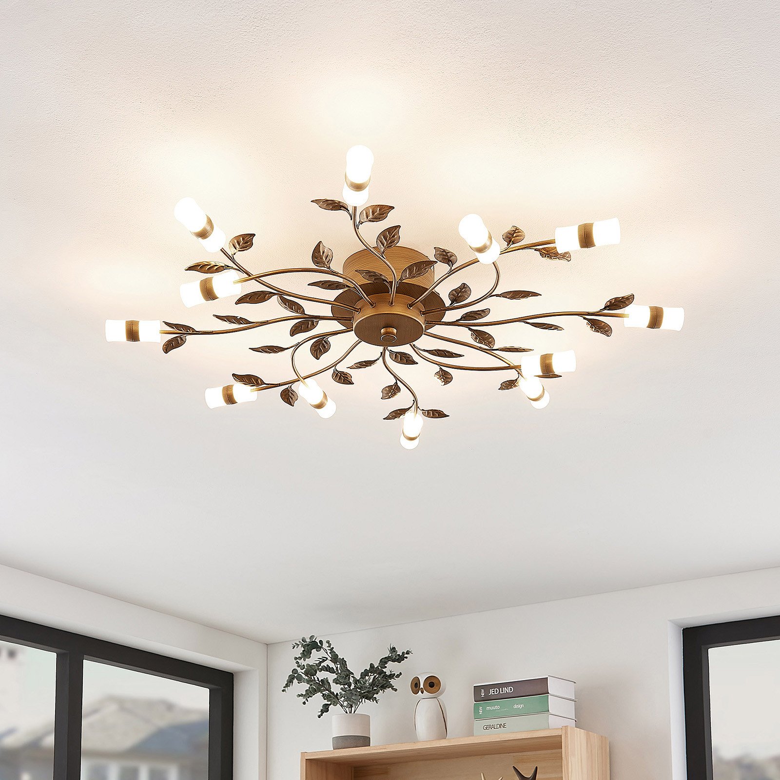Lindby plafonieră LED Bentas bronz metal Ø 80cm - Camera de zi / sufragerie - Florentin