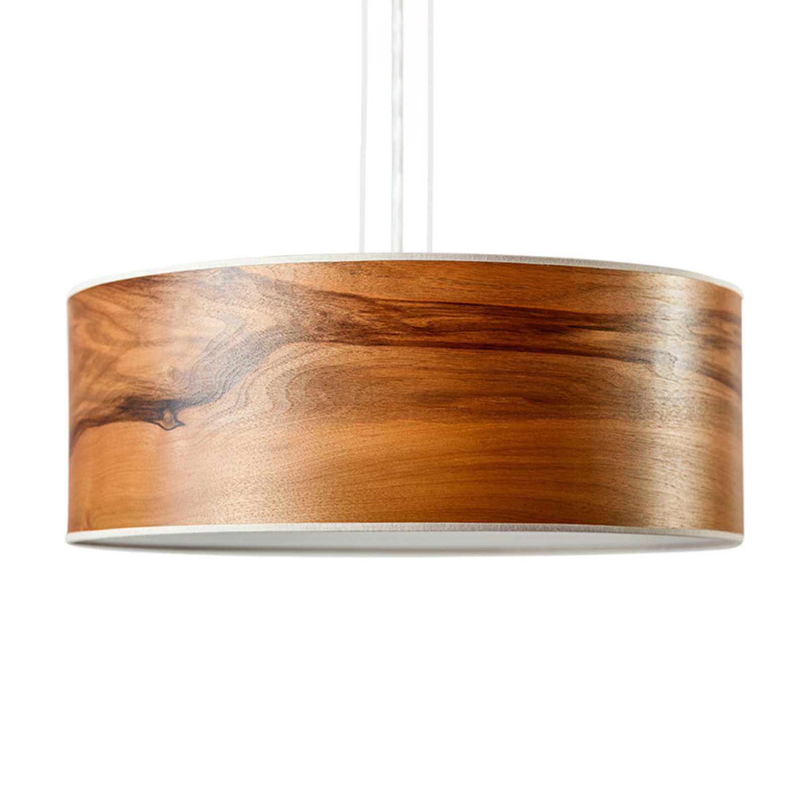 LeuchtNatur Discus hanging light wooden shade with white