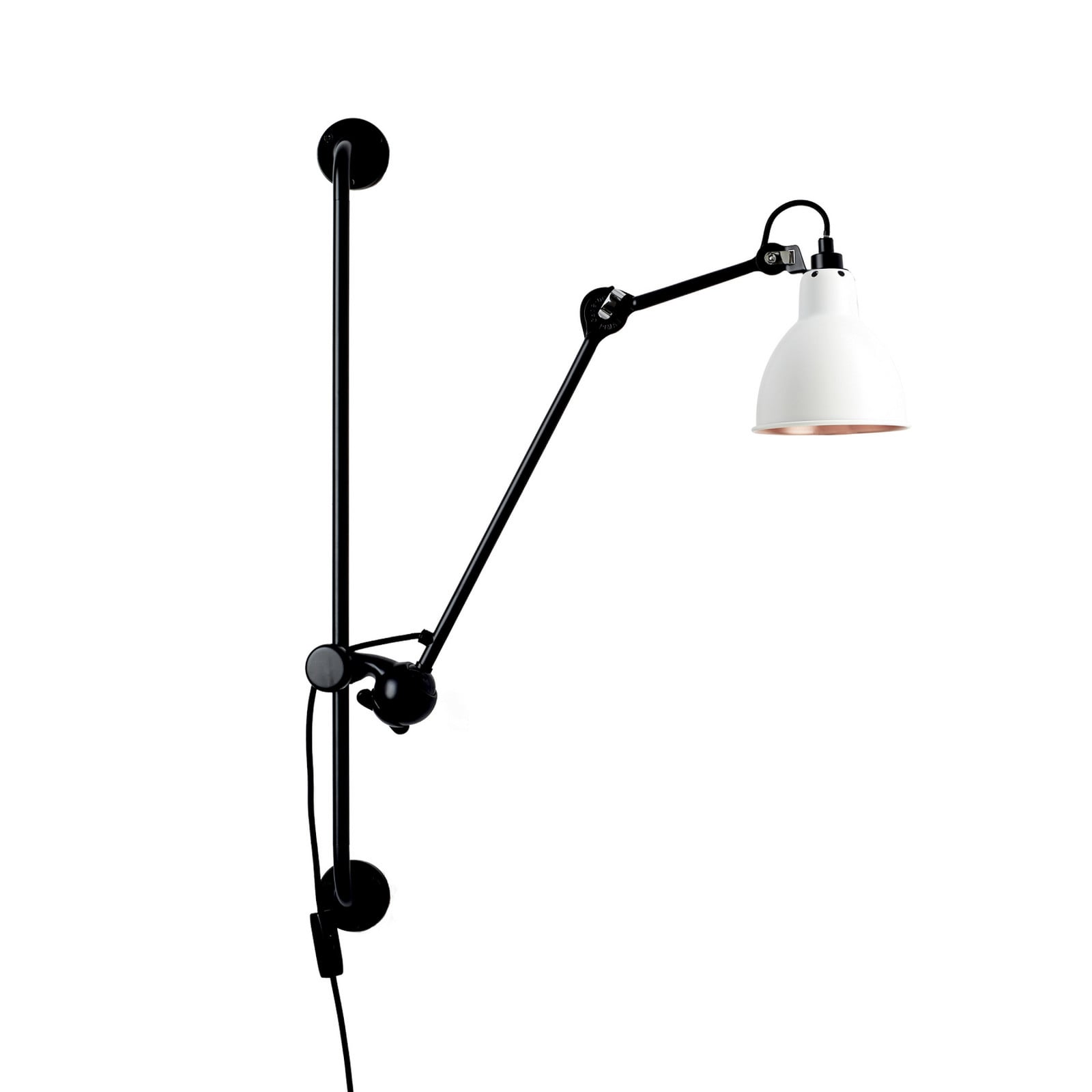 210 Væglampe sort/hvid/kobber 201 Round Lampe Gras - Stue - Design - Metal - Med én lyskilde