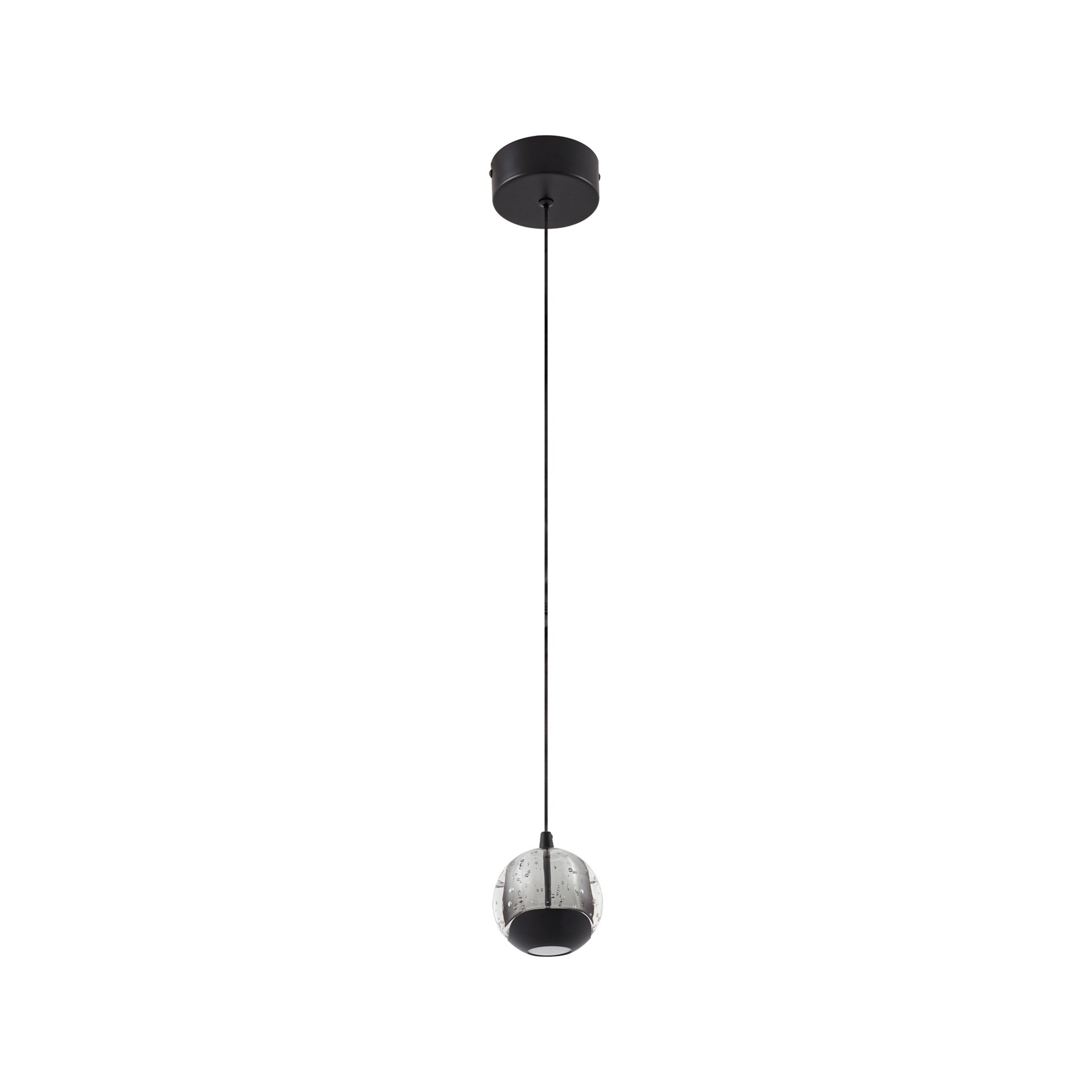 Hayley LED pendant light, 1-bulb, black glass - Lucande