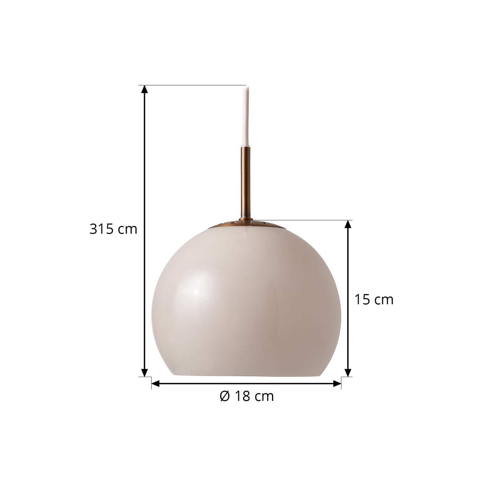 FRANDSEN hanging light Ball, sand grey, Ø 18 cm, glass FRANDSEN hanging light Ball, sand grey, Ø 18 cm, glass