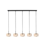 Suspension Breeza Beache, à 5 lampes, longue, noire, bambou