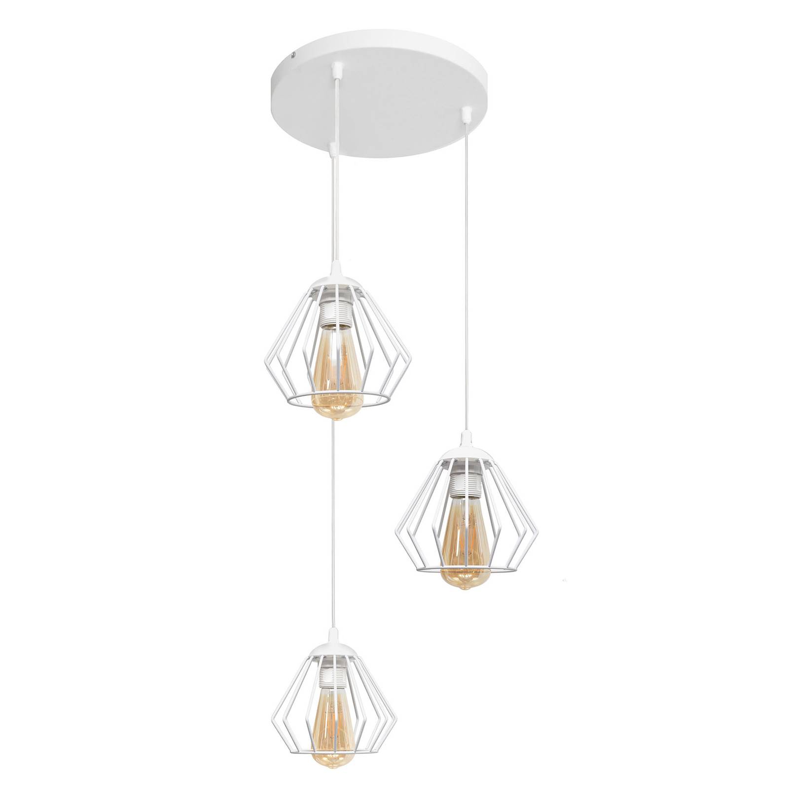 HELam Agat pendant light white, 3-bulb round | Other metals