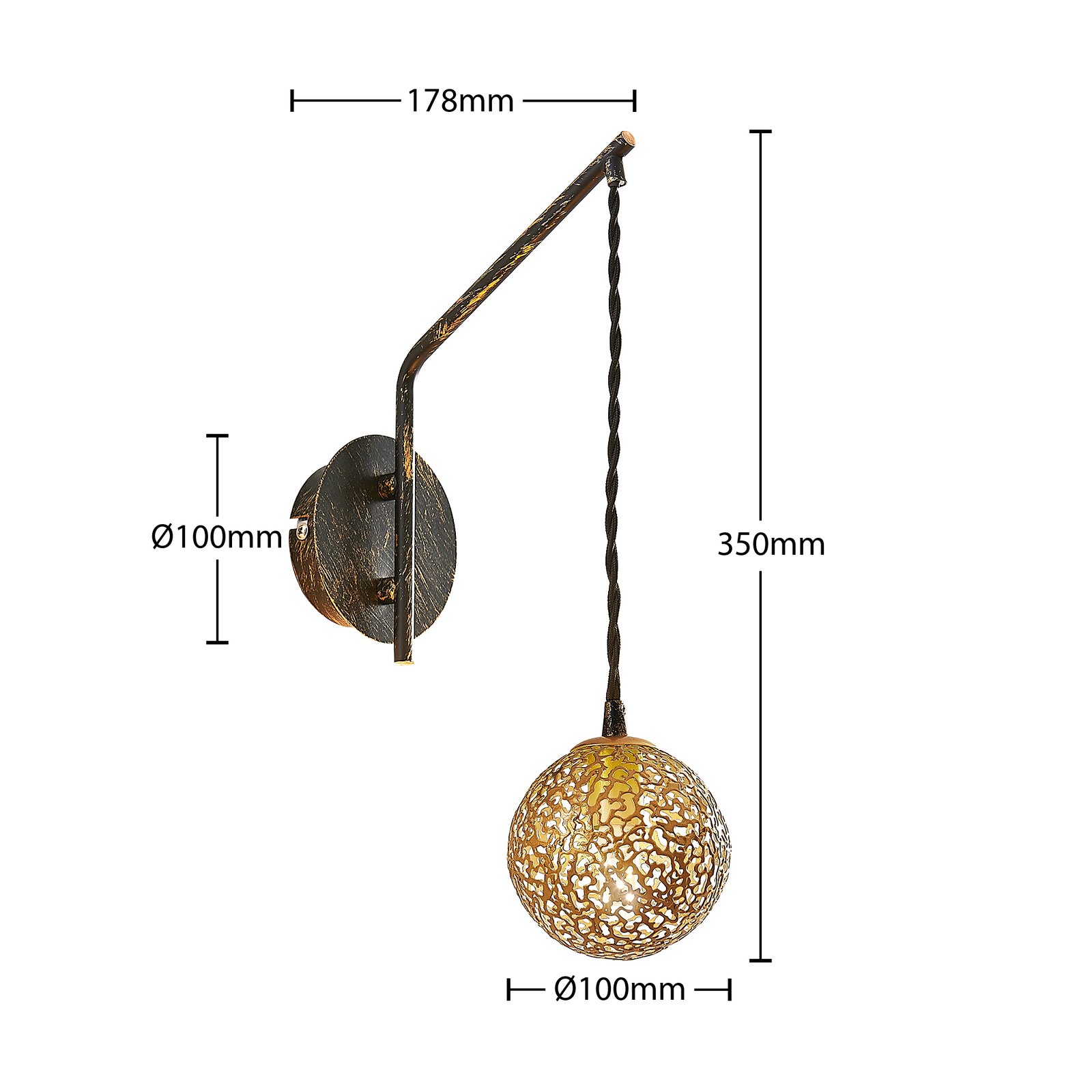 Lucande Zale wandlamp, 1-lamp, oosters