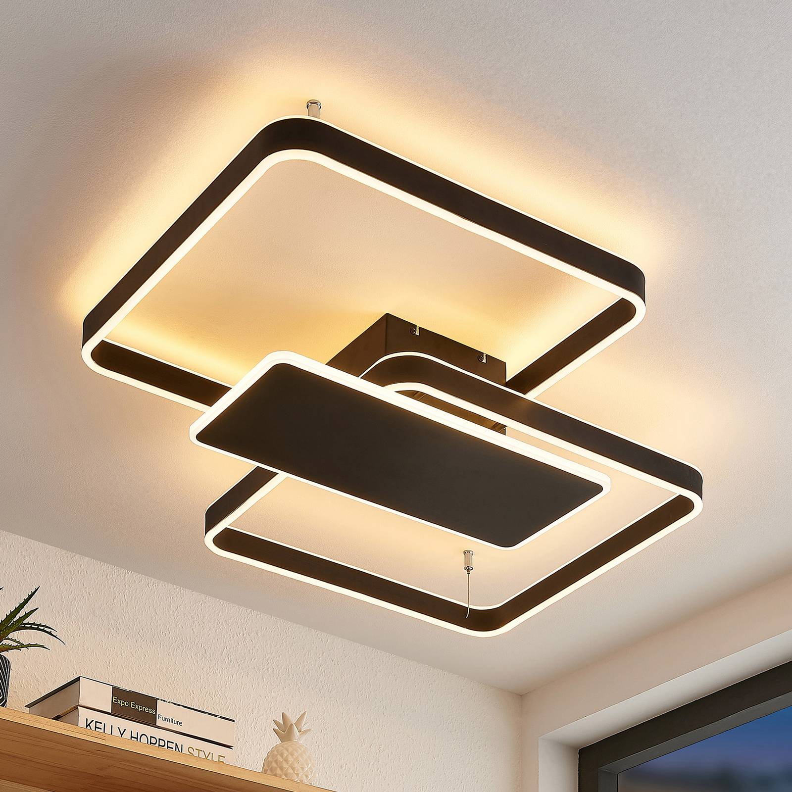 Lucande Kadira -LED-kattovalaisin 80 cm musta