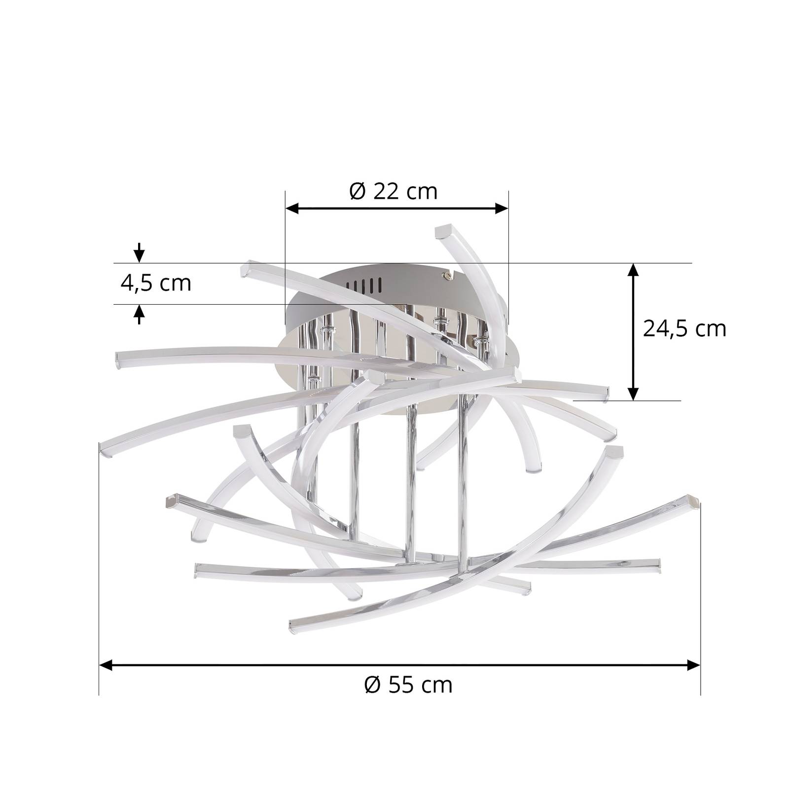 Lindby Flakira lampa sufitowa LED 10-pkt. chrom