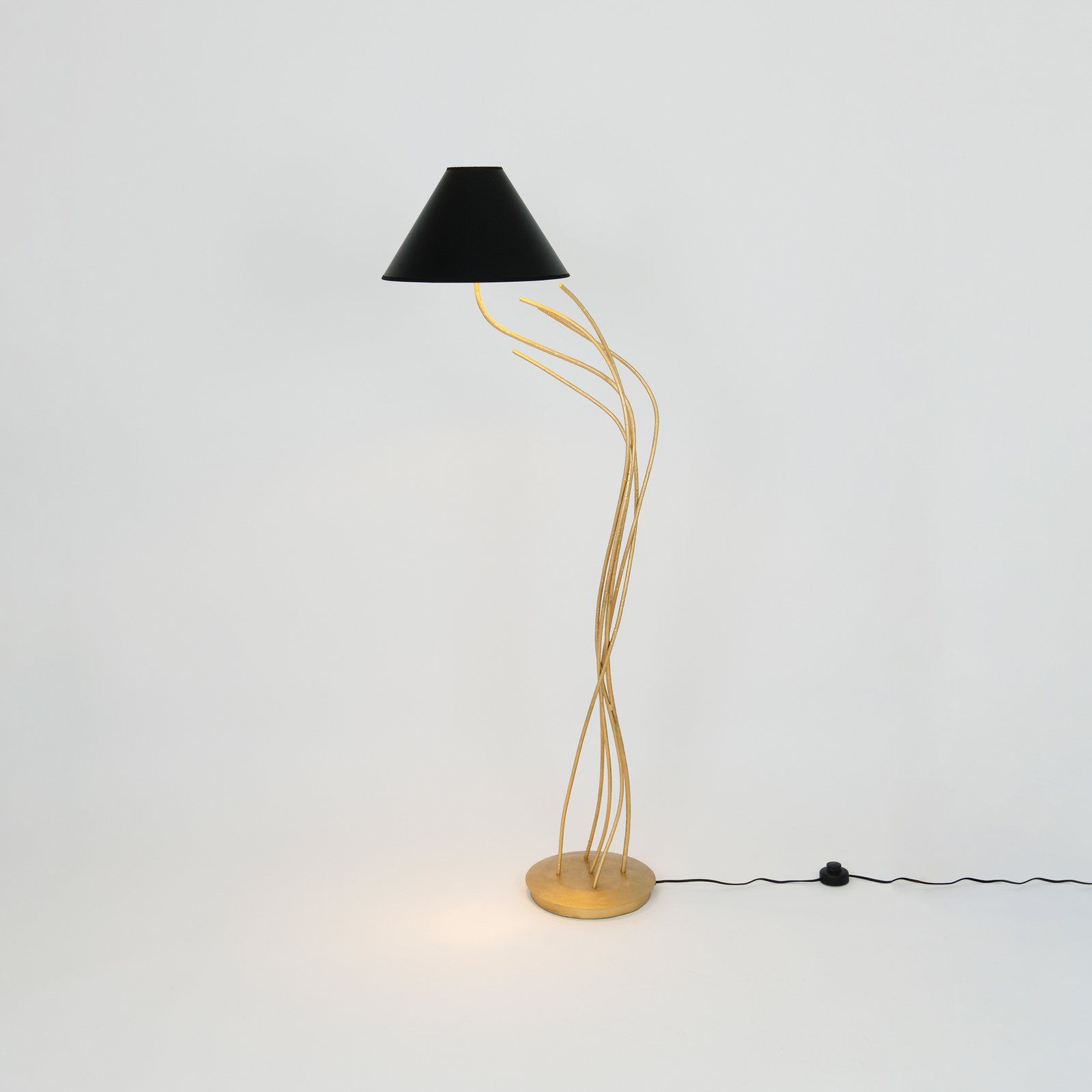 Ischia floor lamp, 1-bulb, black/gold