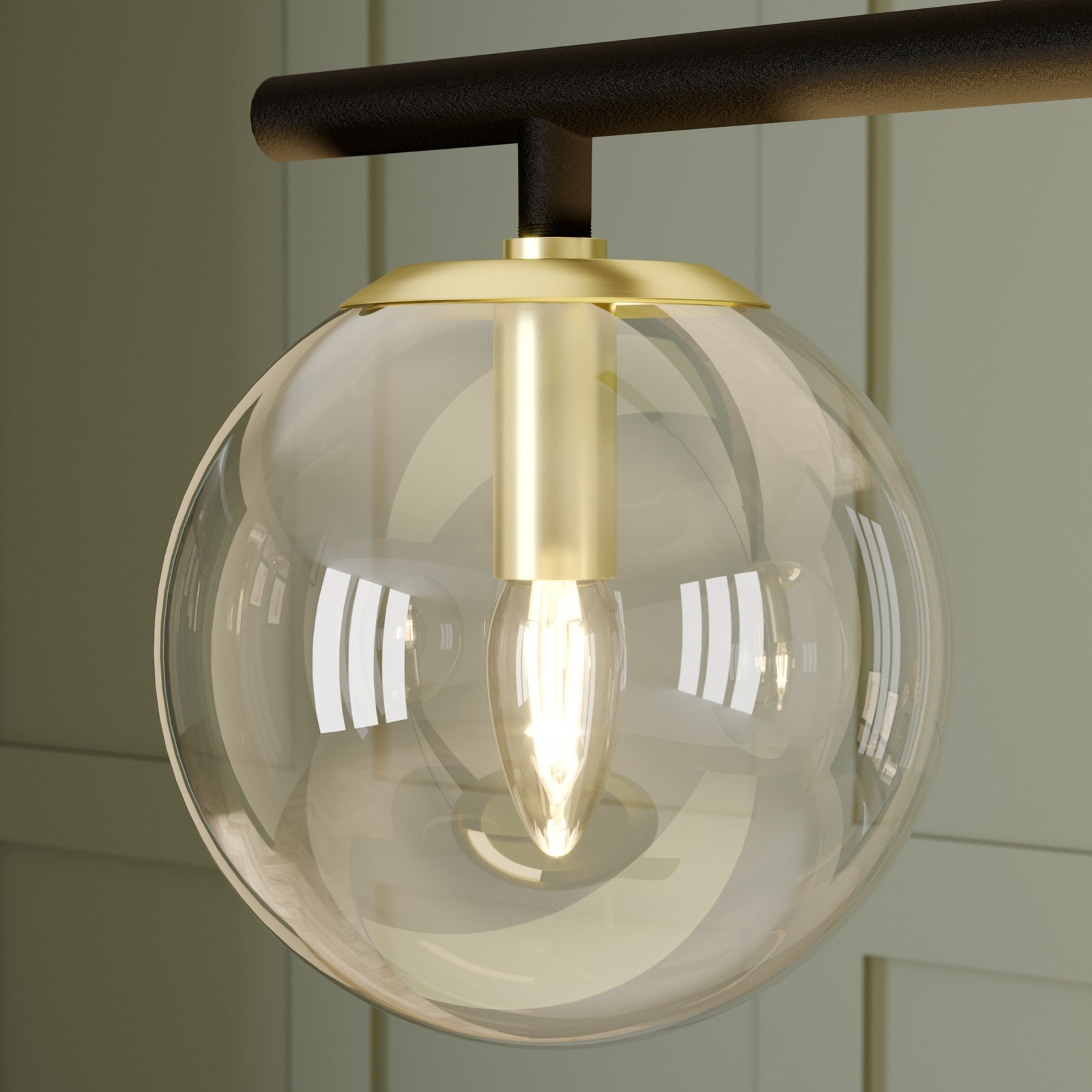 Lucande Sotiana függő lámpa, 4 üveggömb, sárgaréz