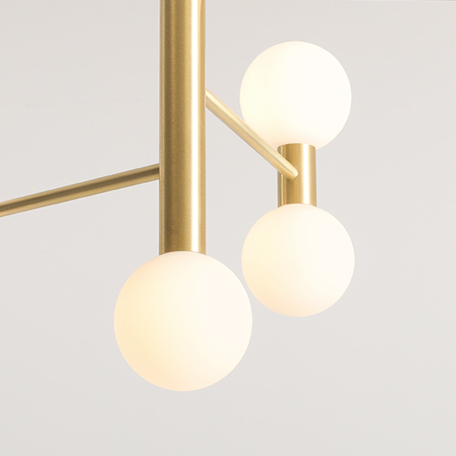 Flare pendant light, 11-bulb, brass/opal white, glass