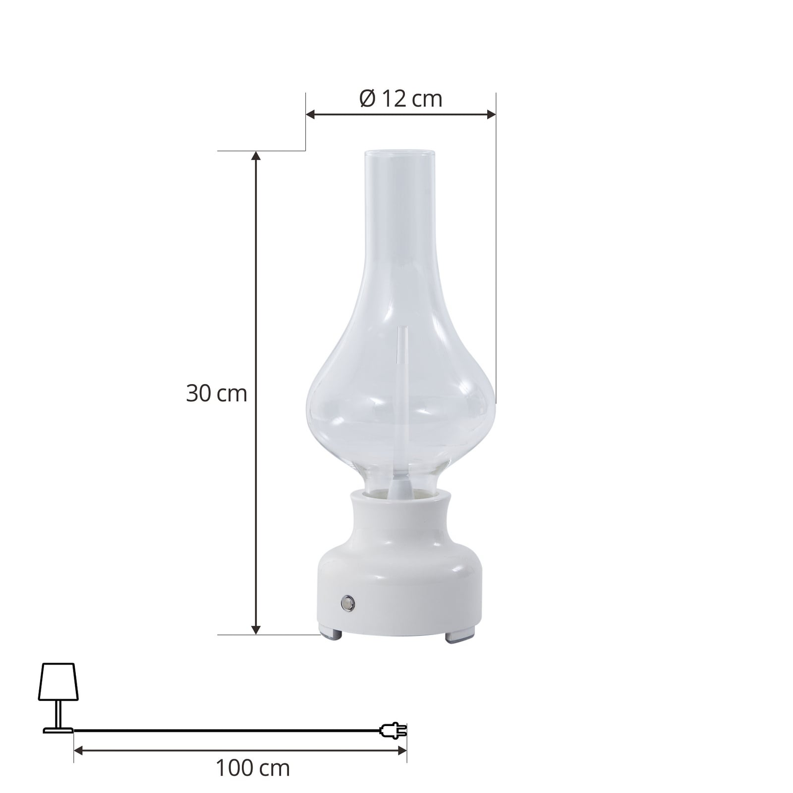 Lindby LED oppladbar bordlampe Maxentius, krem, glass, dimmer Lindby LED oppladbar bordlampe Maxentius, krem, glass, dimmer