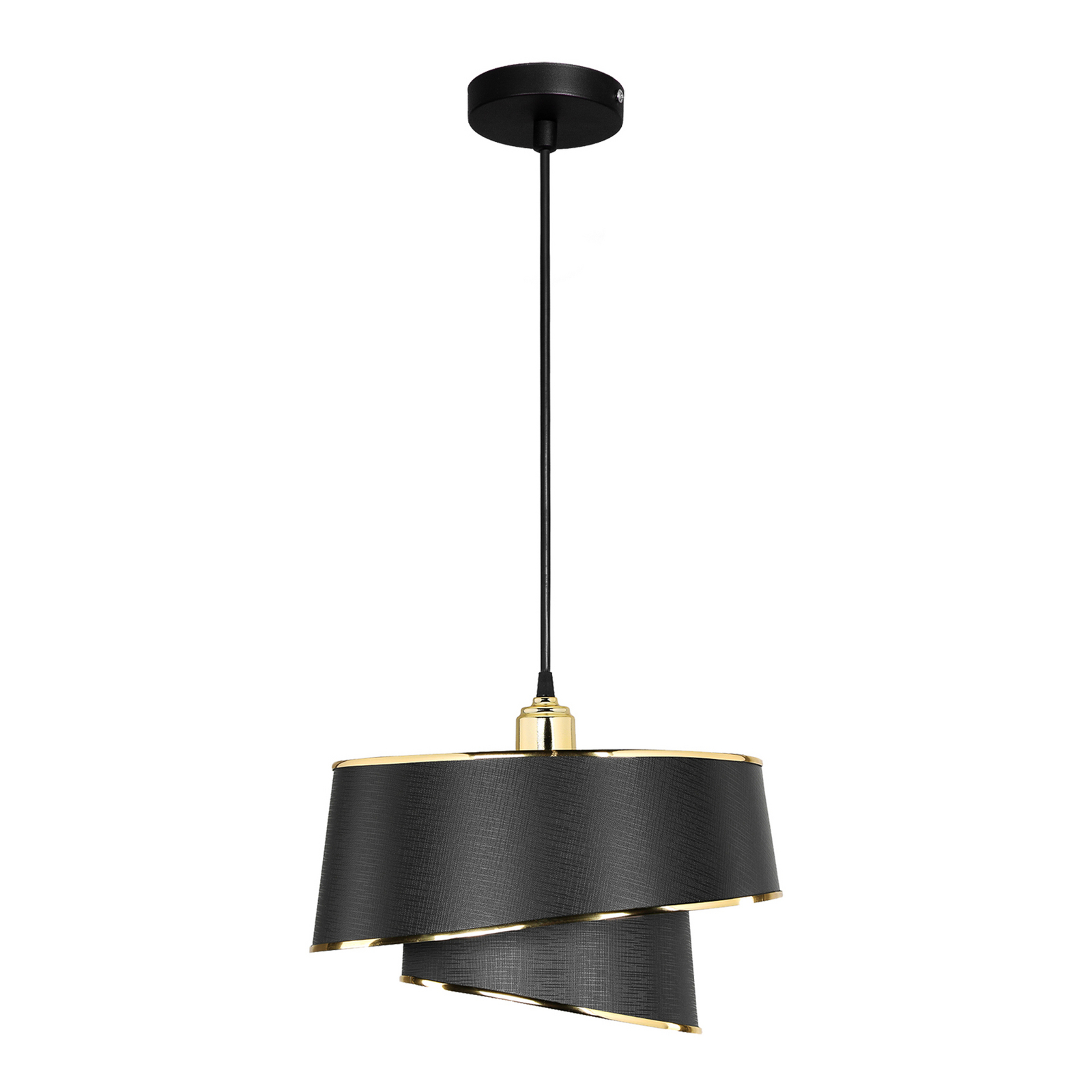 Lima lógó világítás, fekete/arany, szövet, fém, Ø 32 cm