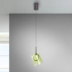 Paul Neuhaus Candeeiro suspenso LED Zula, verde, Ø 15 cm, vidro