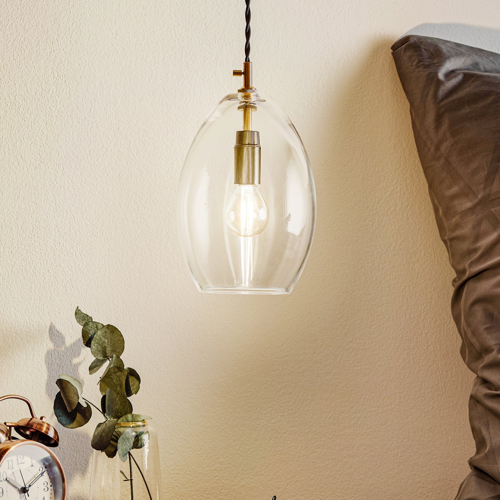 Northern Unika - lampă suspendată sticlă 14 cm - Camera de zi / sufragerie - design - negru alamă transparent