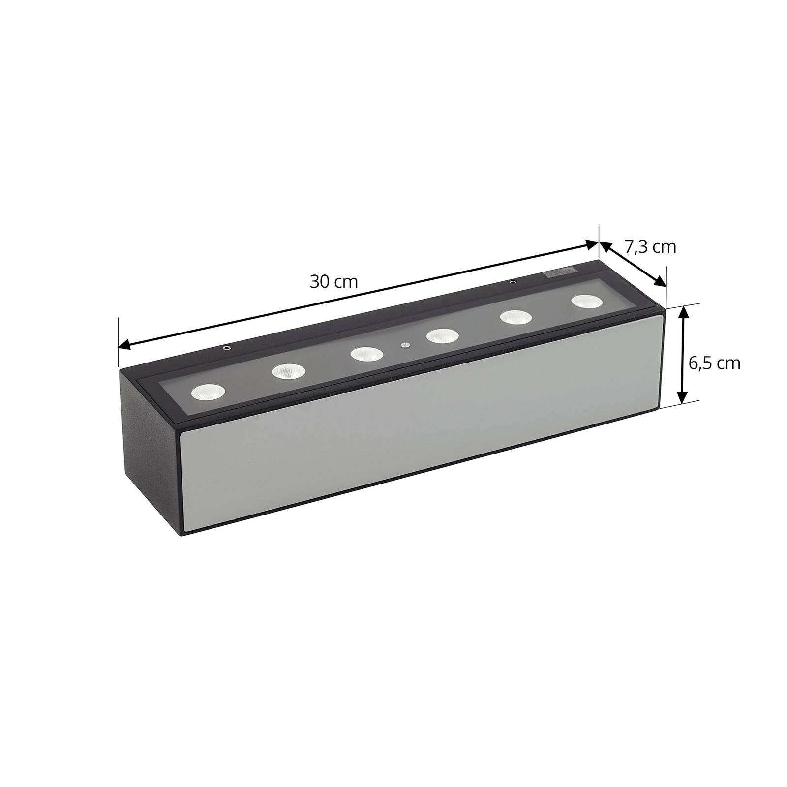 Lucande kinkiet zewnętrzny LED Selim, długość 30 cm, czarny