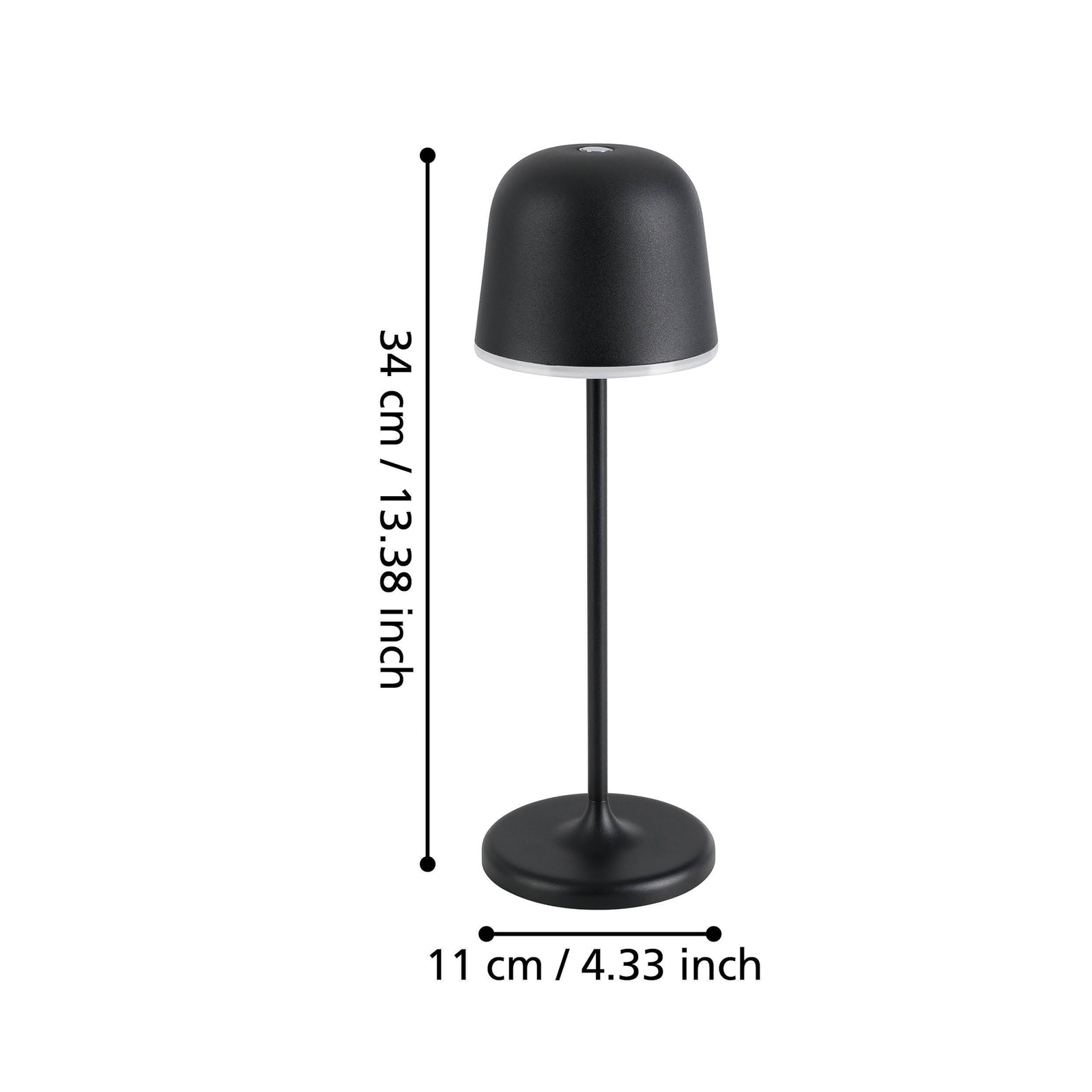Candeeiro de mesa LED Mannera com bateria recarregável, preto