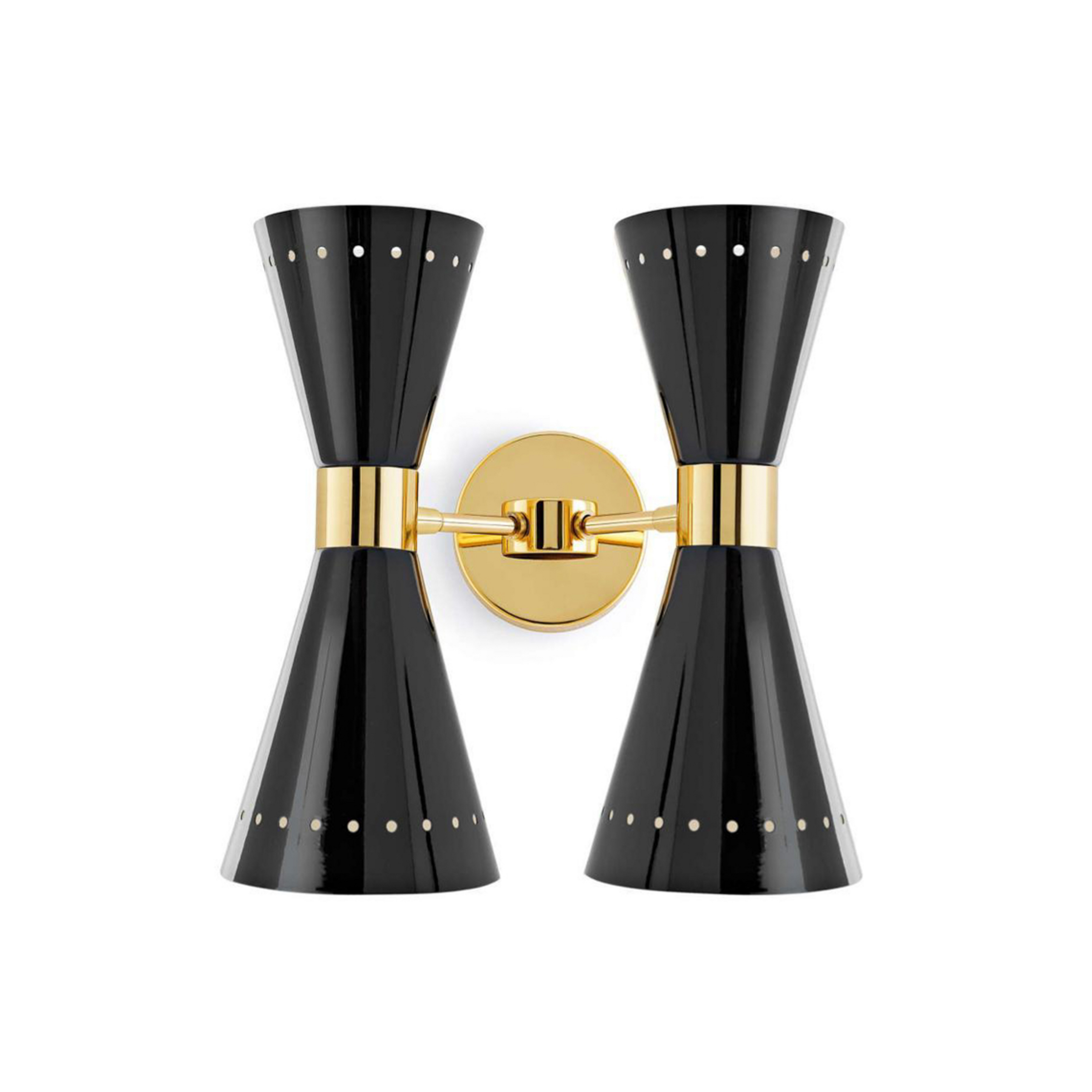 Stilnovo Megafono wall lamp, black, 33 cm wide, 4-bulb.