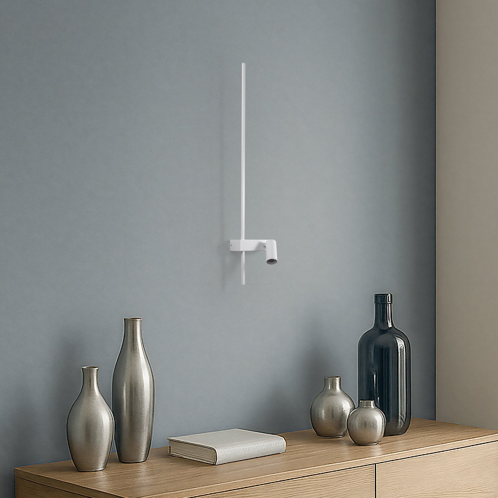 Zidna lampa EASY LEFT, bijela, širina 80 cm, metalna, GU10 + LED