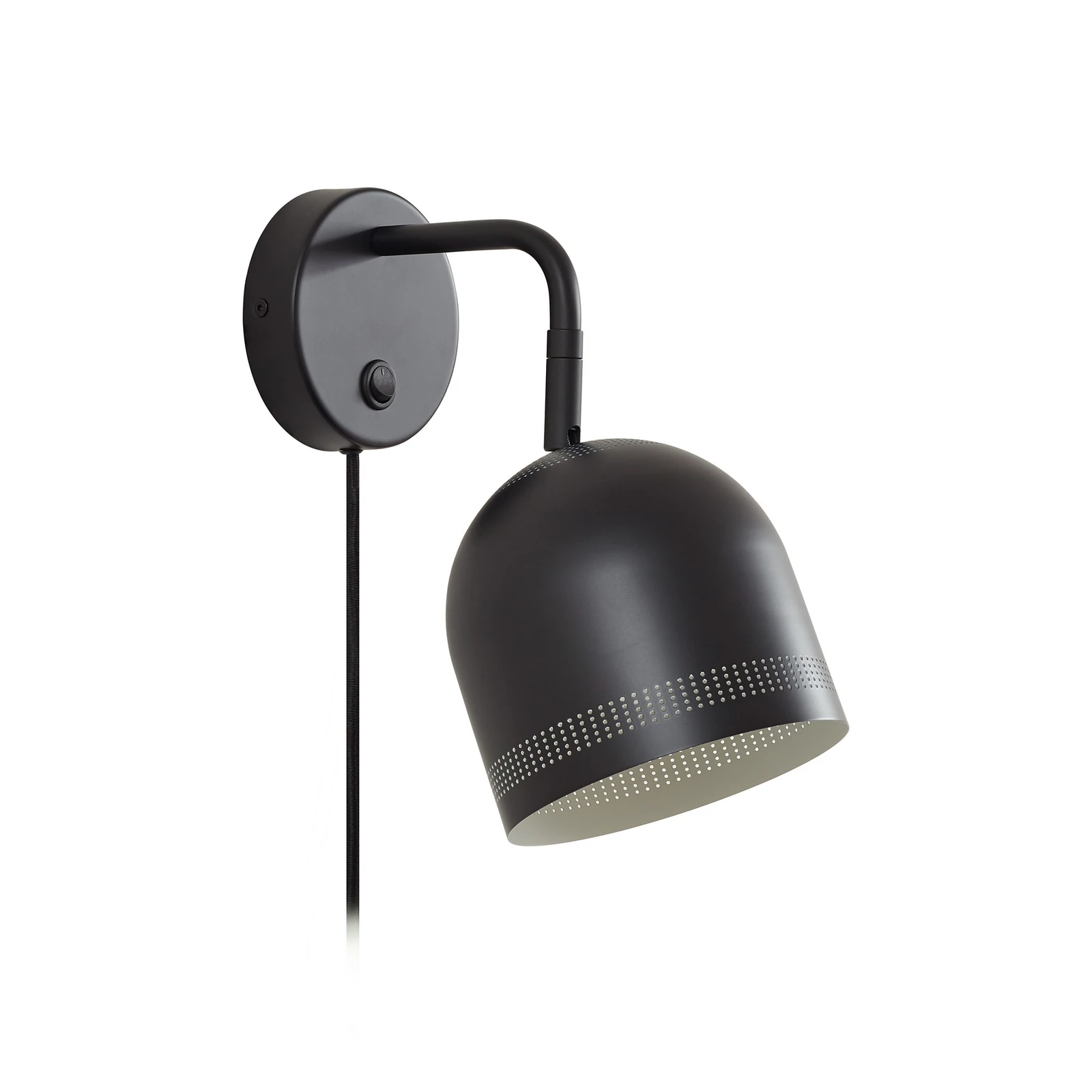 Aplique de pared Nola Oura, negro, enchufe, ajustable, hierro