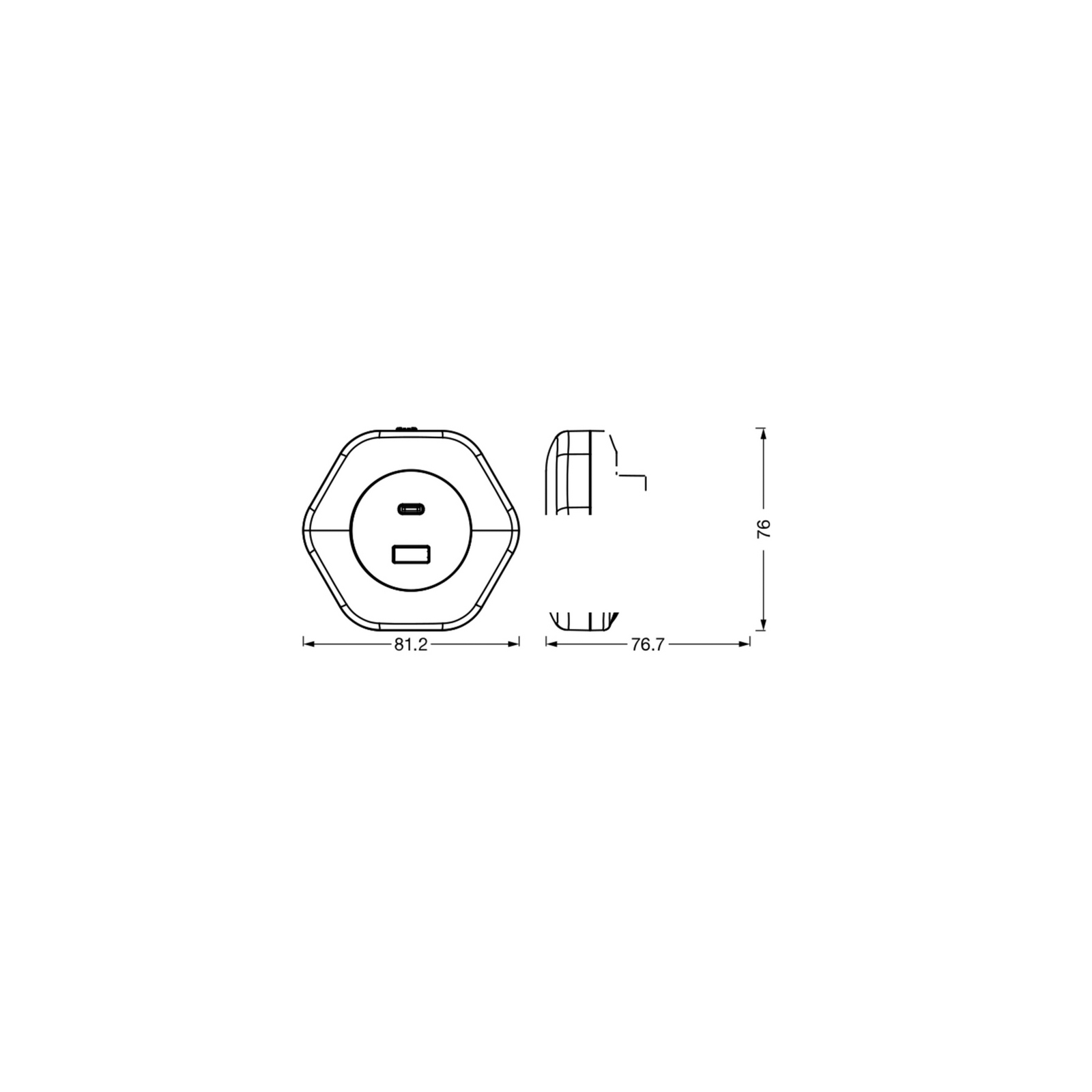 OSRAM LED-Steckdosen-Nachtlicht LUNETTA HEXAGON, Sensor, USB