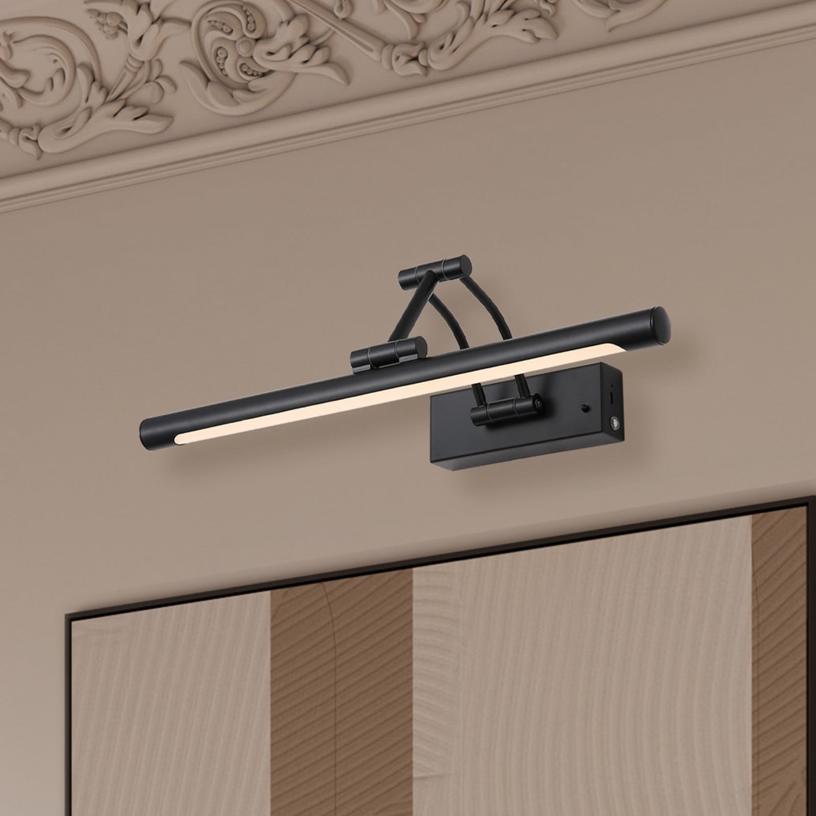 Searchlight Aplică de perete cu LED și baterie Herron negru mat lățime 43 cm CCT - Camera de zi / sufragerie - Modern - negru mat alb - Metal