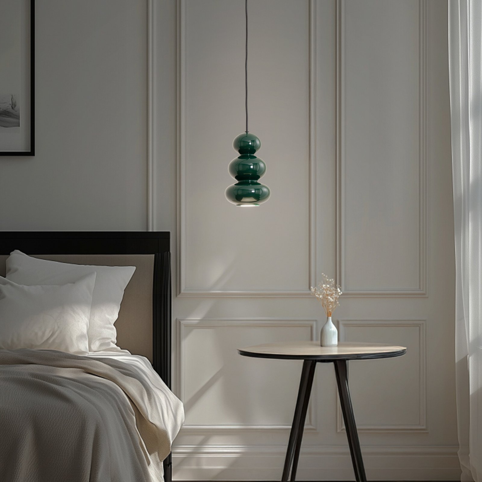 Żyrandol Oman, czarny błyszczący, szkło, Ø 14 cm