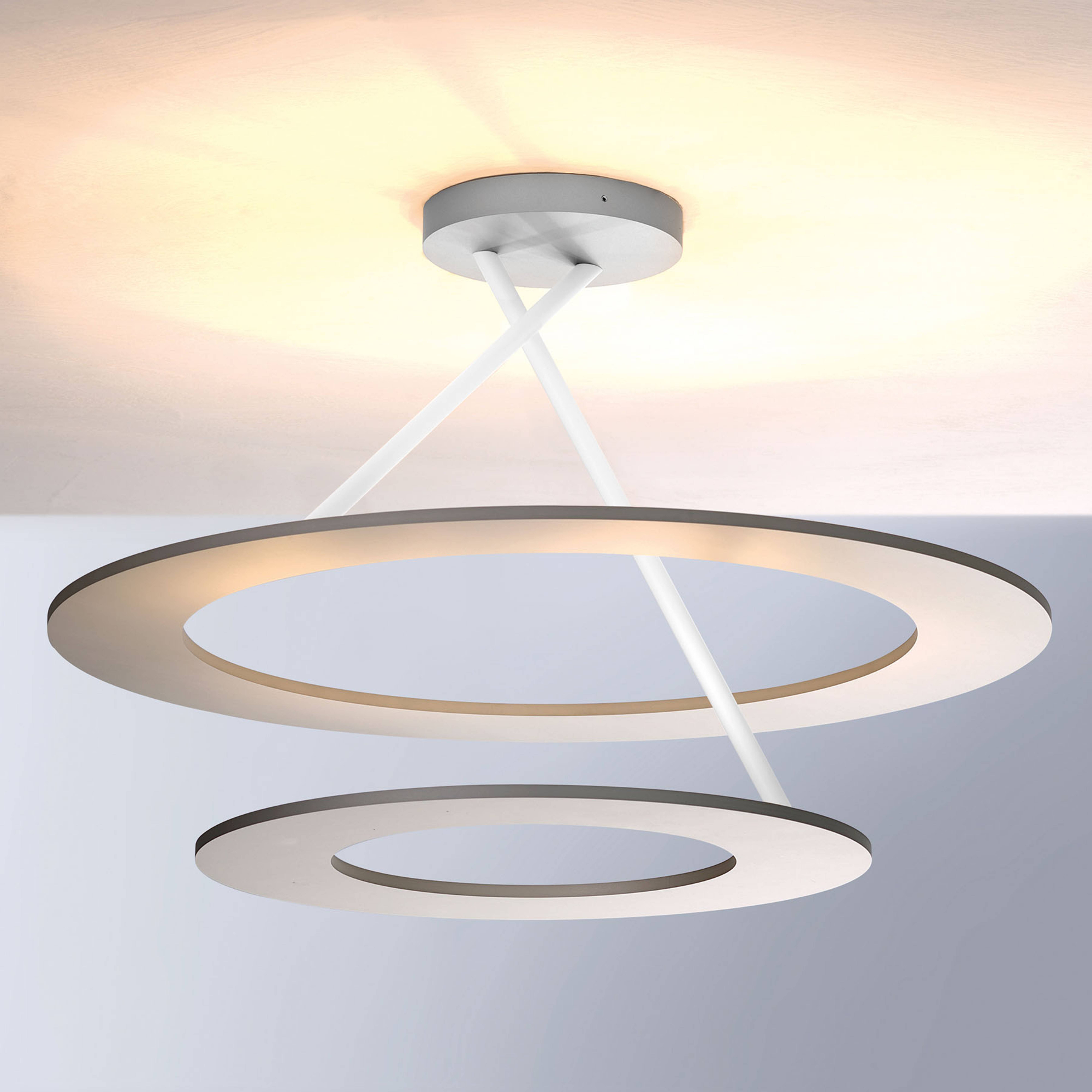 Bopp Stella LED-Deckenlampe 2 Ringe alu/weiß