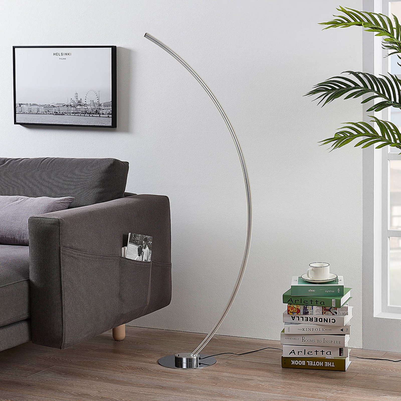 Amaro Floor Lamp Chrome/White - Lindby