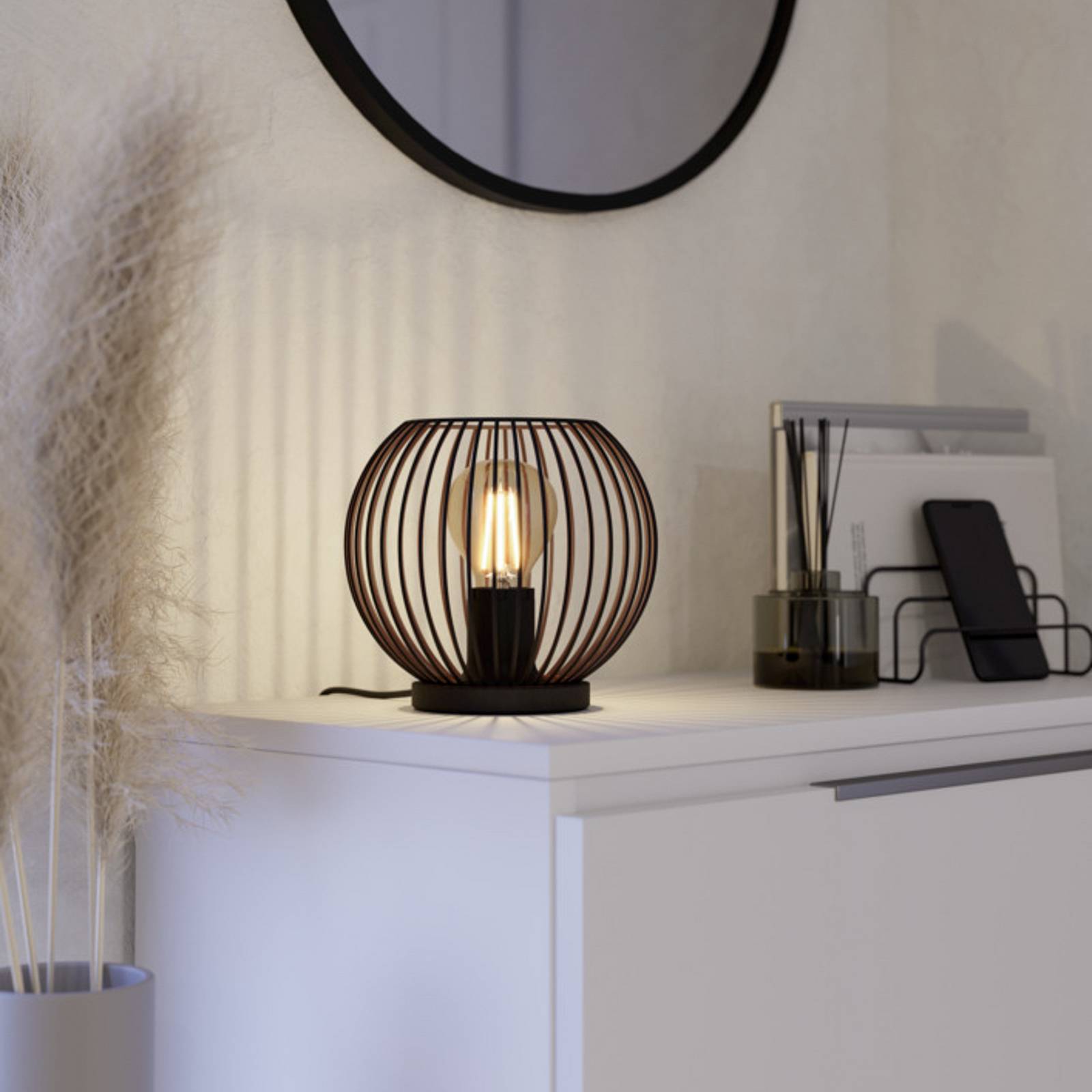 EGLO tafellamp ALMANZORA, hoogte 19 cm, zwart, E27