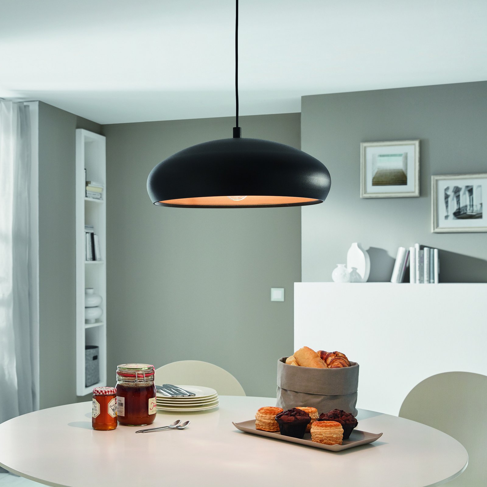 Mogano pendant light with metal shade, black