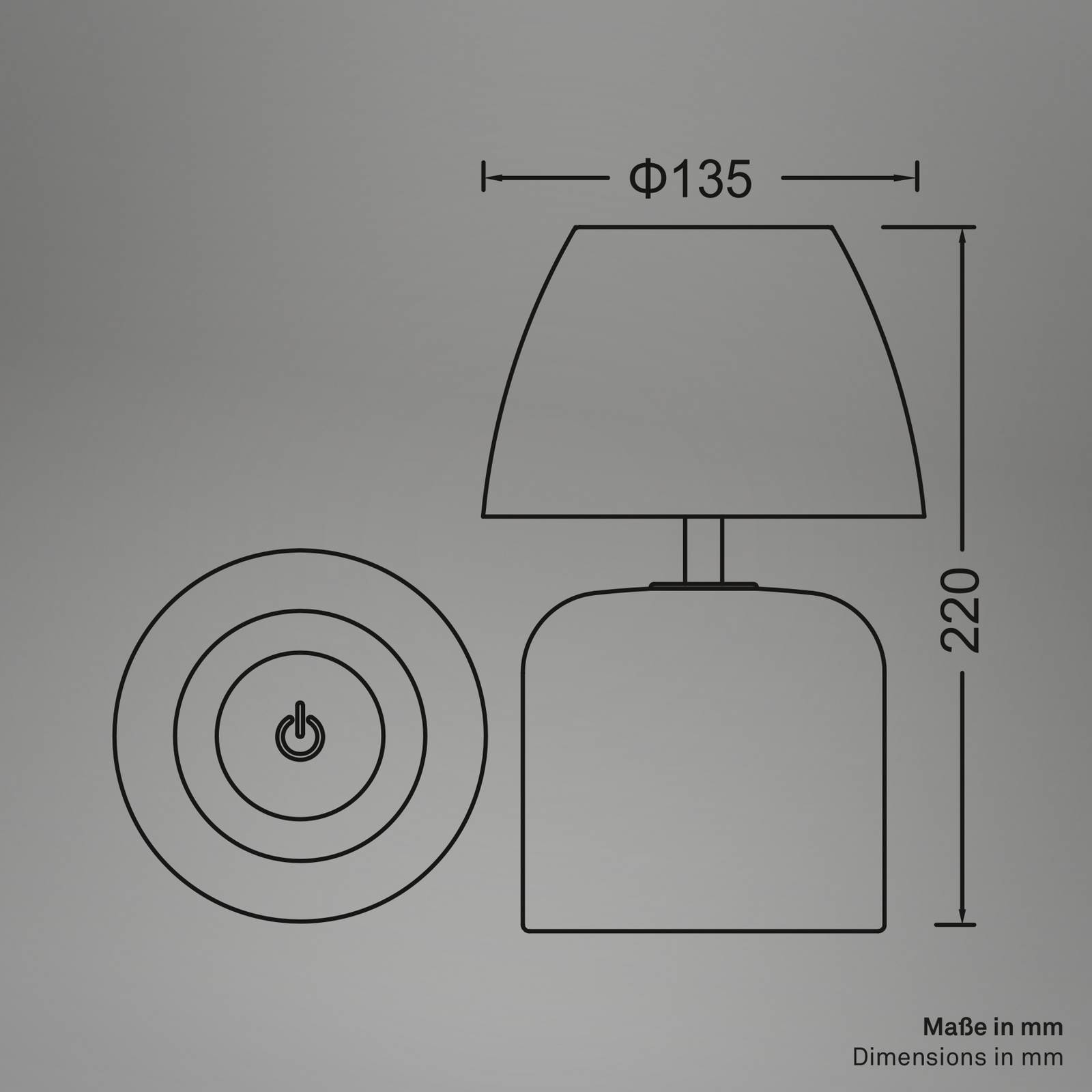 Lampa stołowa LED z akumulatorem Brilo unplugged Cera, antracyt, 22 cm